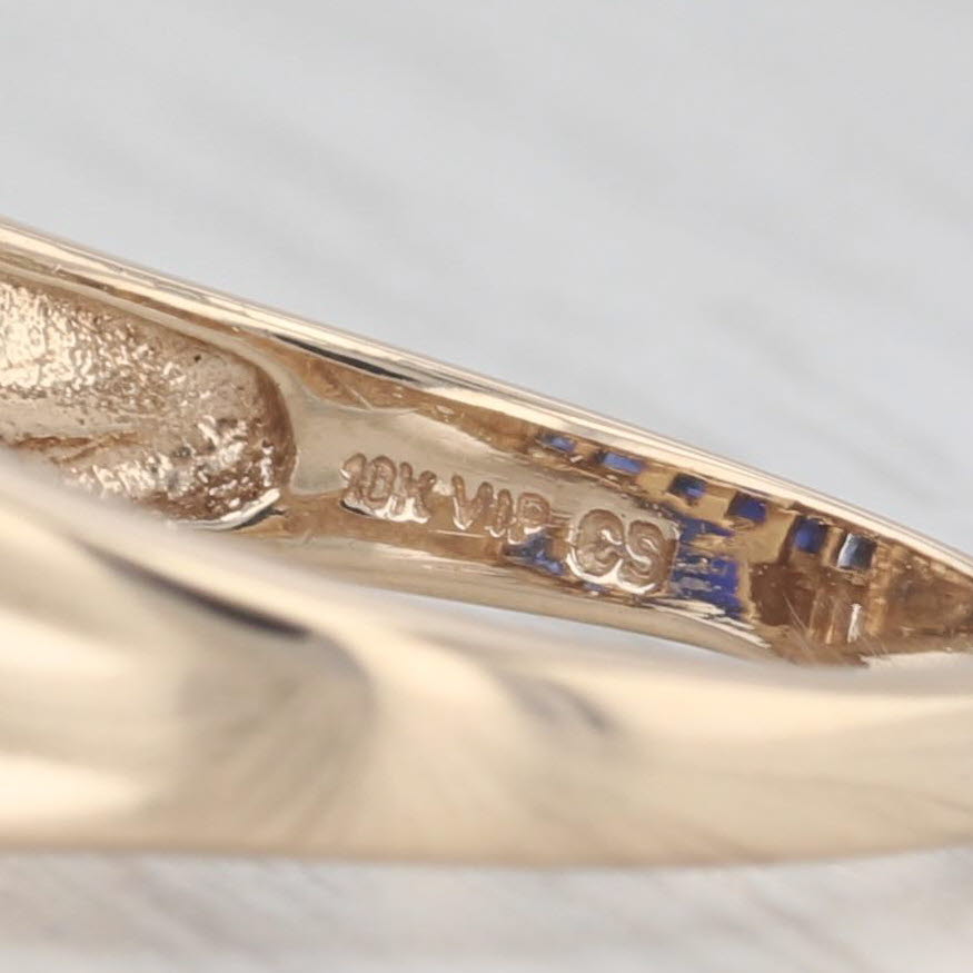 Light Gray 5.20ctw Lab Created Blue Sapphire Diamond Ring 10k Yellow Gold Size 9.5
