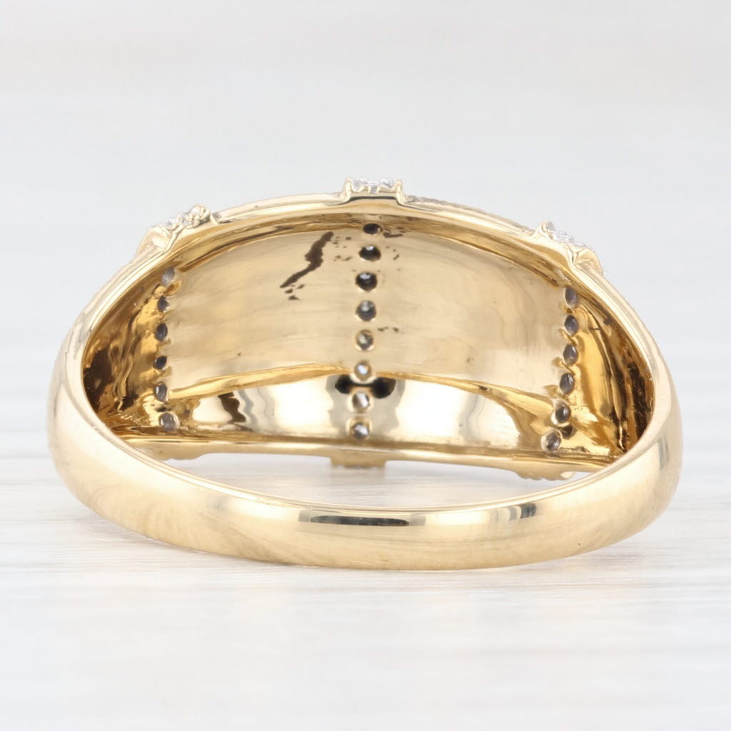 Beige 0.11ctw Diamond Textured Ring 18k Yellow Gold Size 10.25