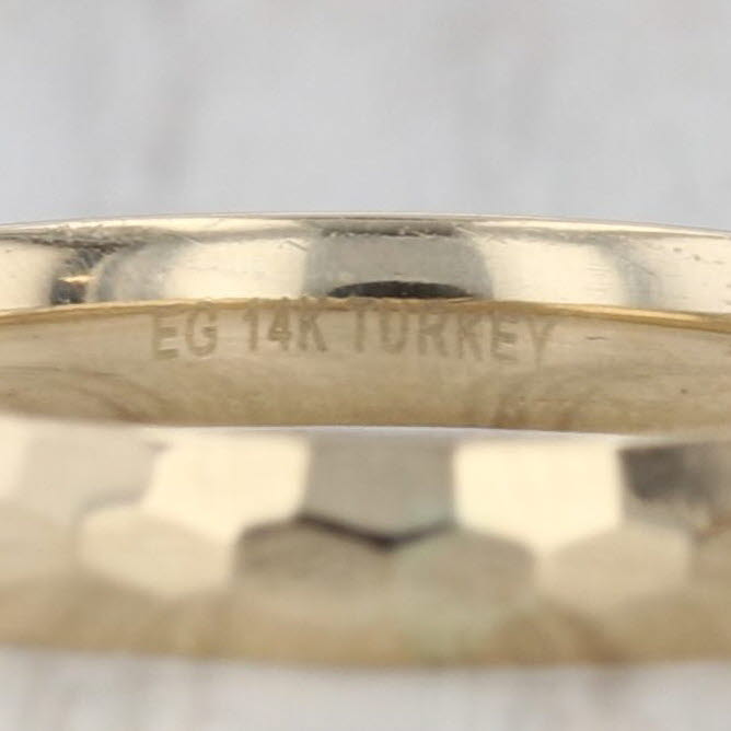 Hammered Band 14k Yellow Gold Ring Size 8 Stackable Wedding