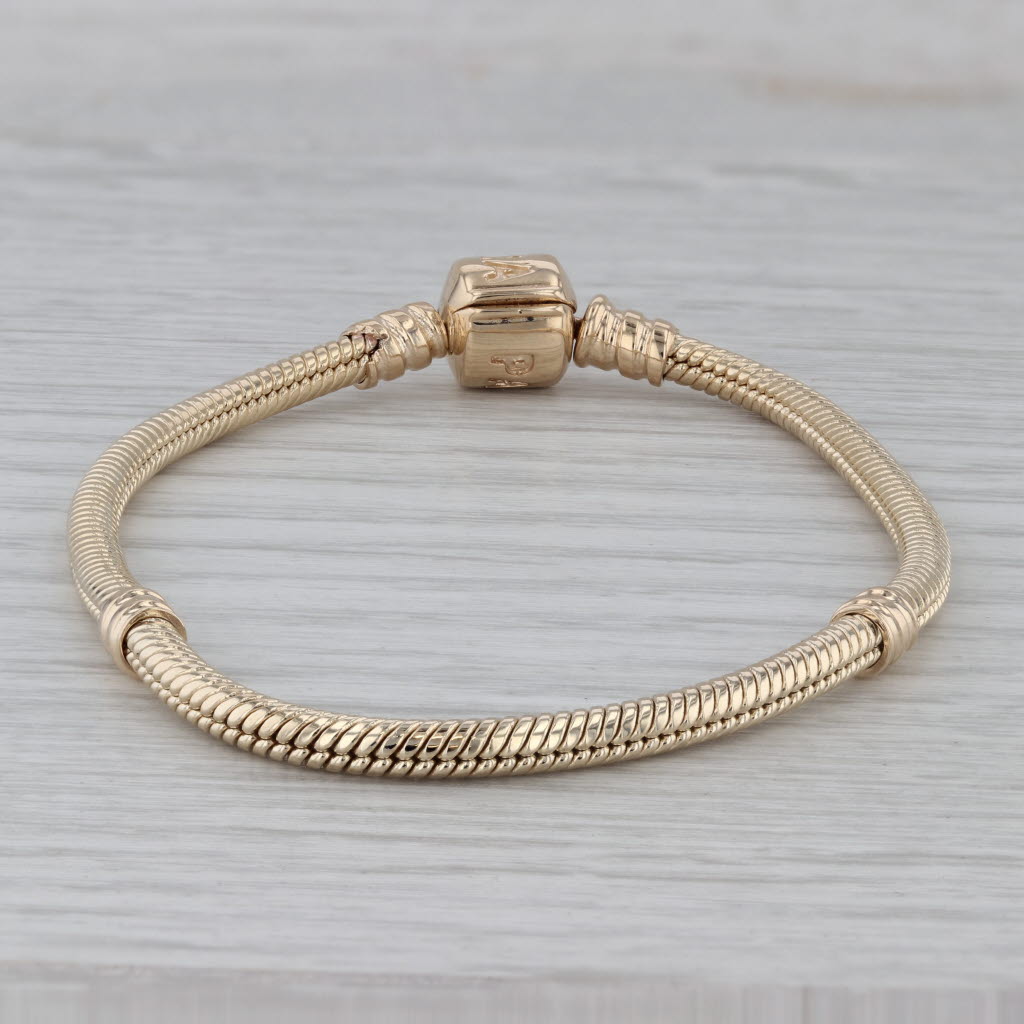 Gray Pandora Moments Gold Clasp Charm Bracelet 550702 14k Yellow Gold 7.5" 19cm