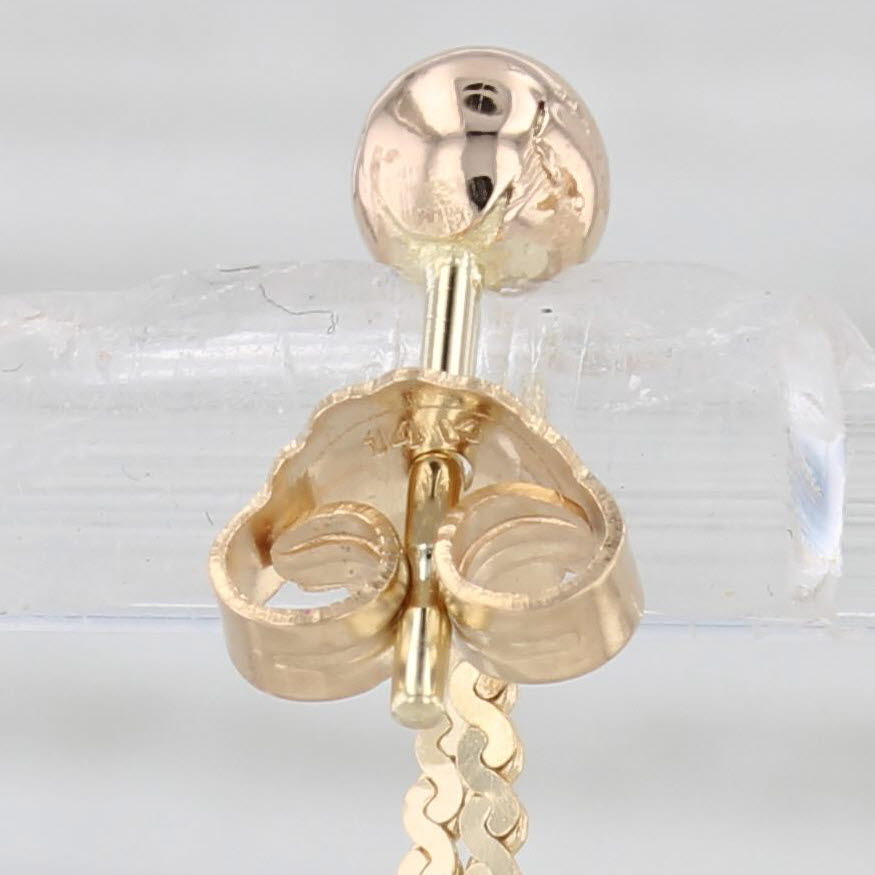Light Gray Woven Serpentine Chain Earrings 14k Yellow Gold Pierced Drops