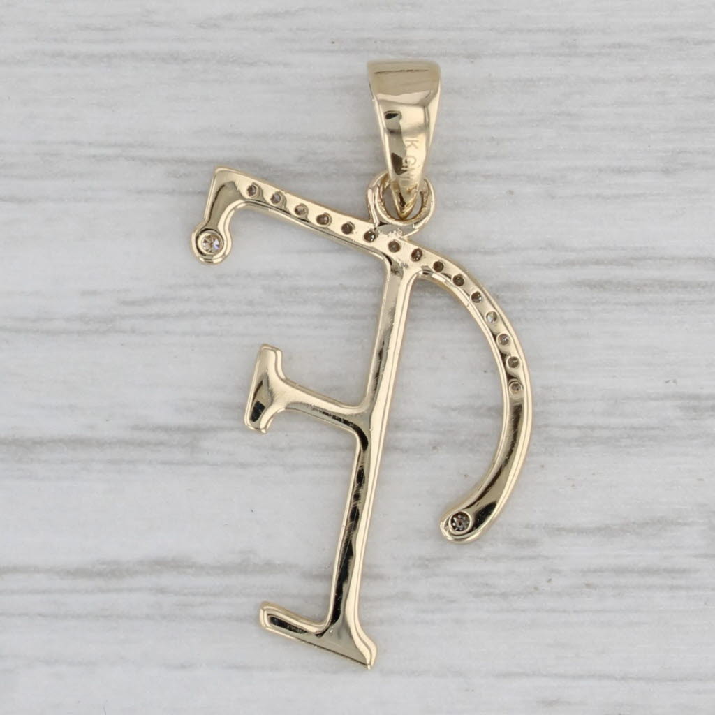 Gray New Scripted Diamond Letter Initial "F" Pendant 10k Yellow Gold