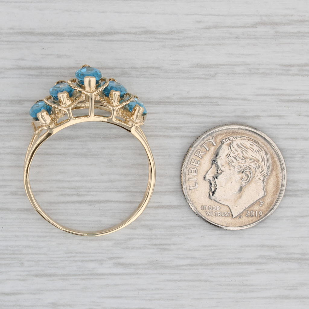 Gray 3.90ctw Tiered Marquise Blue Topaz Ring 14k Yellow Gold Size 10.5