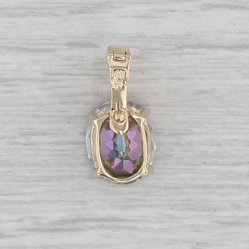 Gray 4.70ct Oval Mystic Topaz Solitaire Drop Pendant 14k Gold Enhancer Clip Bail