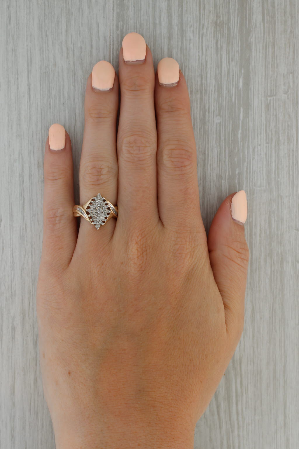 Rosy Brown 0.42ctw Diamond Cluster Ring 10k Yellow Gold Size 6