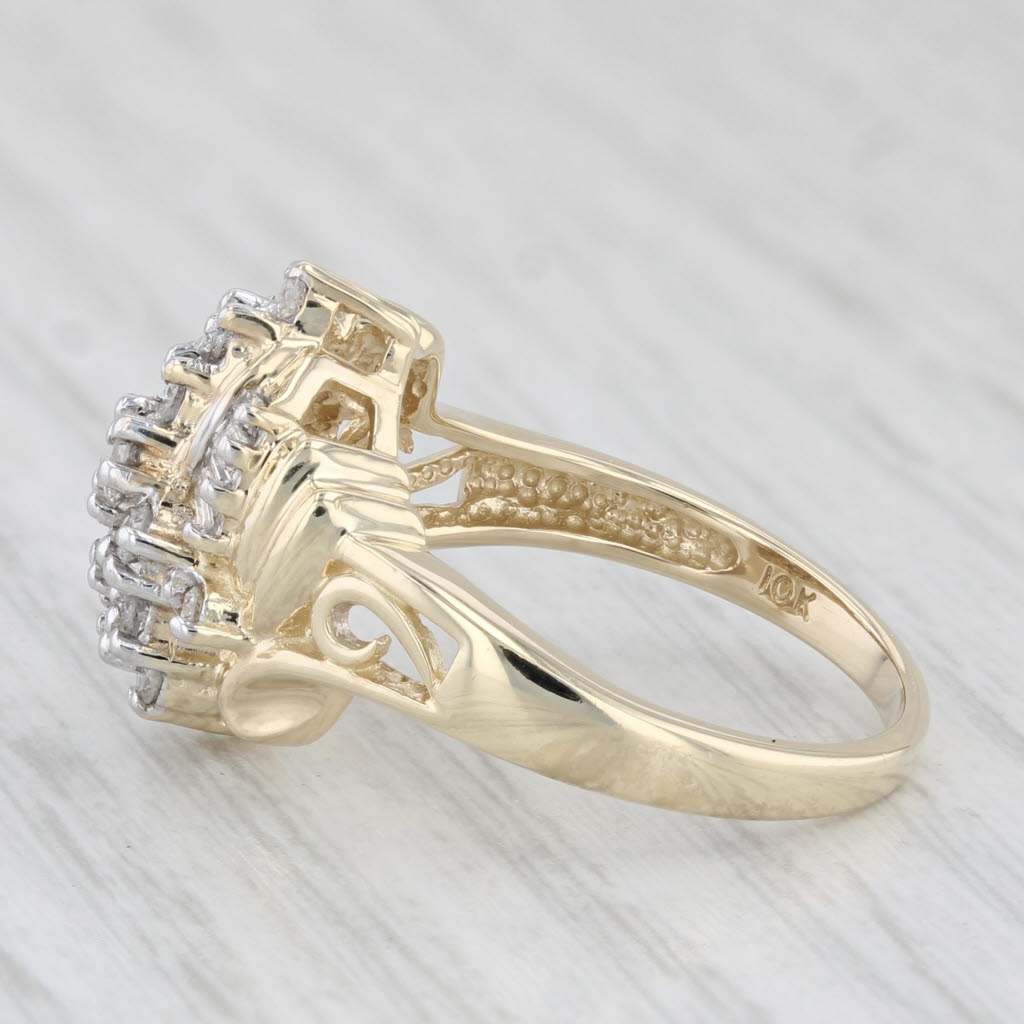Light Gray 0.47ctw Diamond Cluster Ring 10k Yellow Gold Size 7