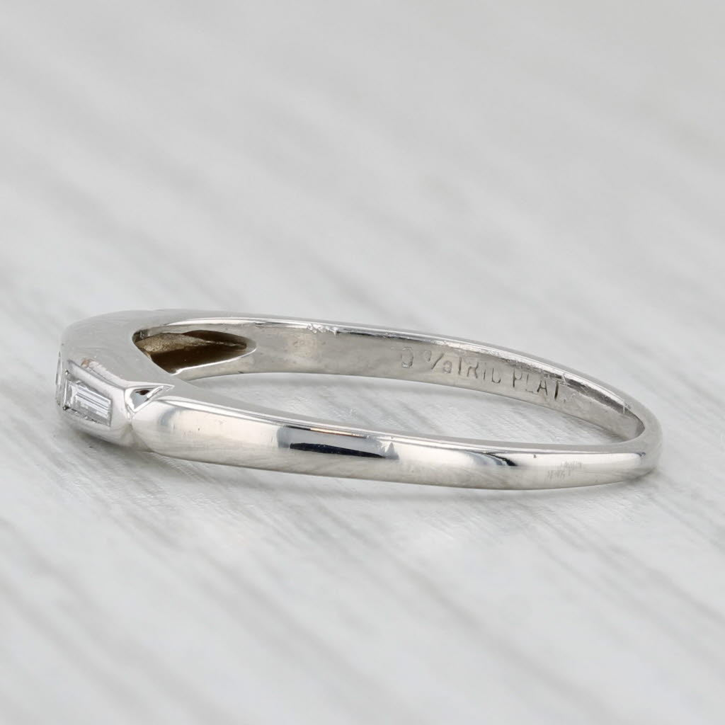 Light Gray 0.12ctw Diamond Wedding Band Platinum Size 5.75 Stackable Ring