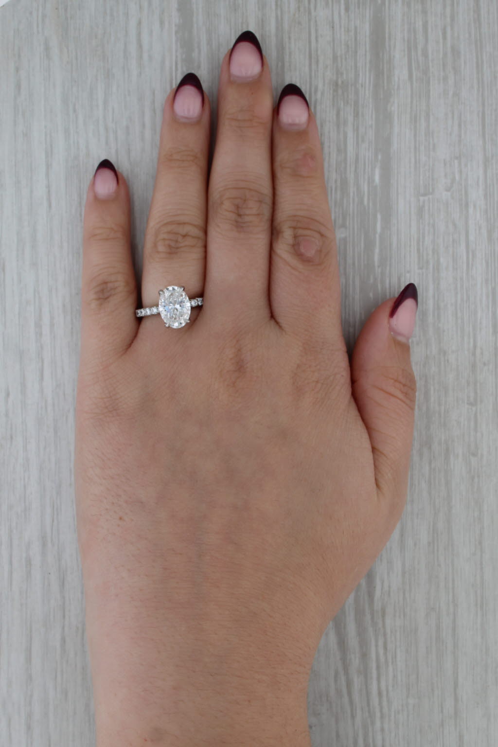 New IGI 3.75ctw Oval Lab Grown Diamond Engagement Ring 14k White Gold Size 6.5