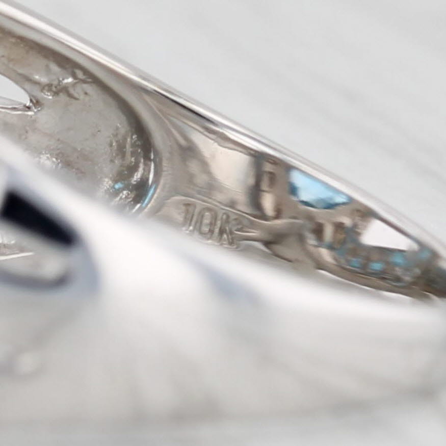 Light Gray 2.79ctw Oval Blue Topaz Diamond Halo Ring 10k White Gold Size 8.25 Cocktail