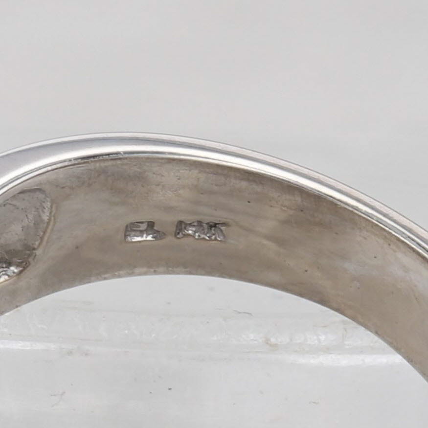 Light Gray 0.38ctw Green White Diamond Overlay Ring 14k White Gold Size 4.75