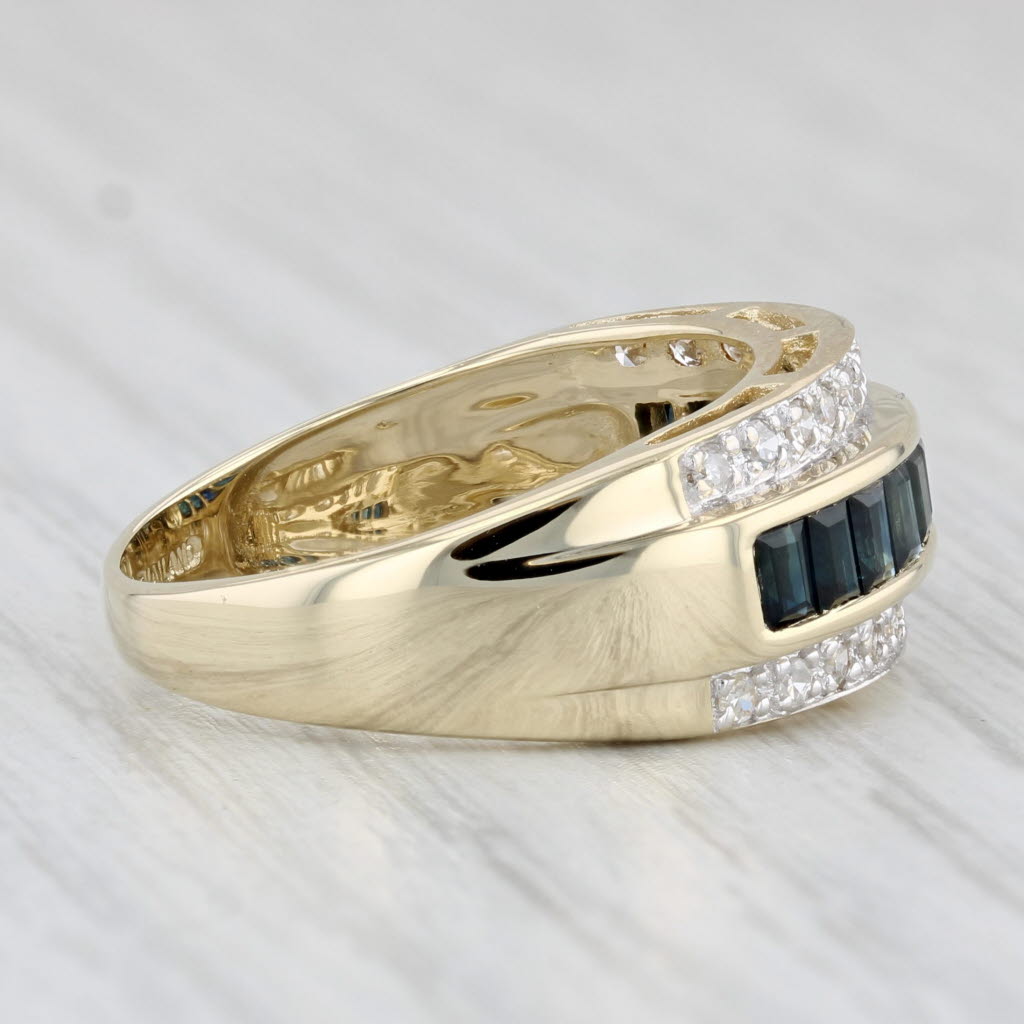 Light Gray 1.49ctw Blue Sapphire Diamond Ring 14k Yellow Gold Size 8 Band