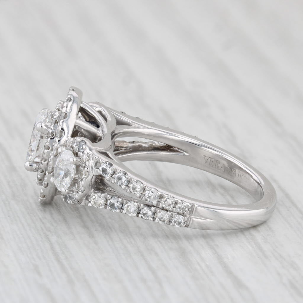 Light Gray Vera Wang 1.38ctw Oval Diamond Halo Engagement Ring 14k White Gold Size 5.25