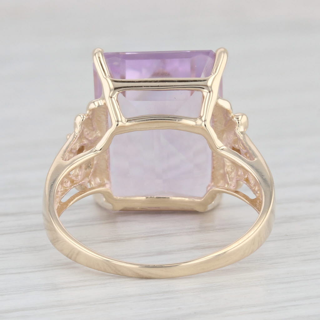 Light Gray 12.02ctw Emerald Cut Amethyst Diamond Ring 10k Yellow Gold Size 8.25 Cocktail