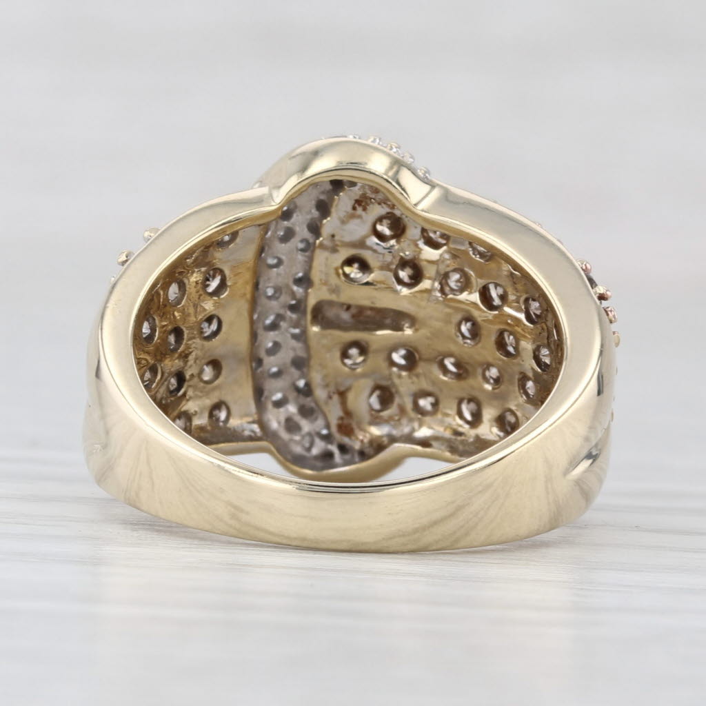 1.49ctw Champagne White Diamond Belt Buckle Ring 10k Gold Size 8.25 Cocktail