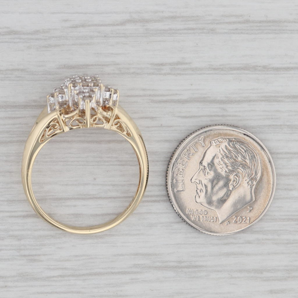 Gray 0.20ctw Diamond Cluster Engagement Ring 10k Yellow Gold Size 7