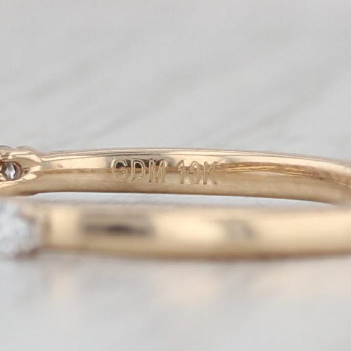 Light Gray Contoured Diamond Ring 10k Yellow Gold Size 7 Wedding Anniversary Band Stackable