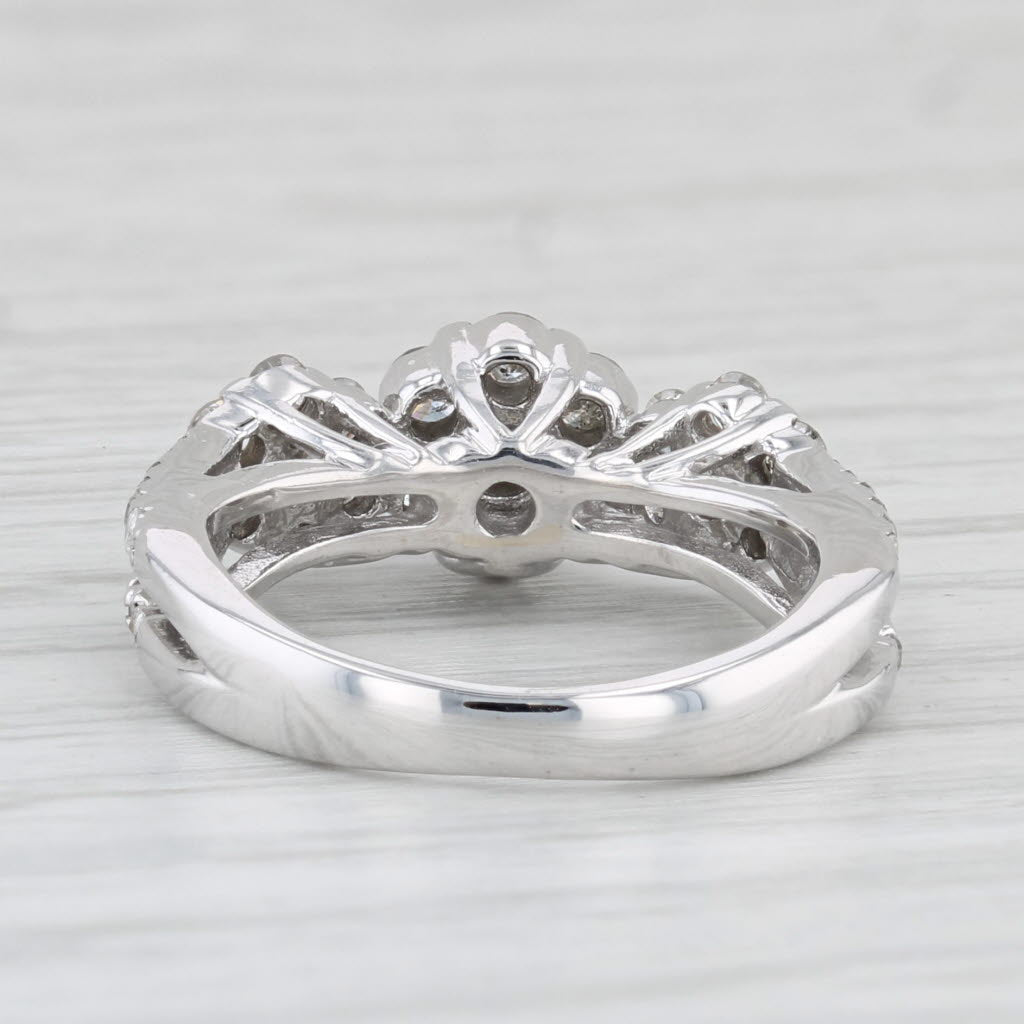 Light Gray 0.90ctw Diamond Clusters Ring 14k White Gold Size 4.25 Engagement