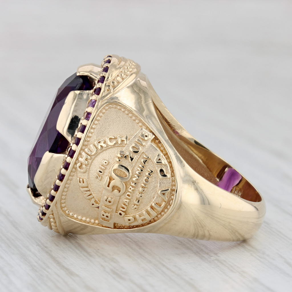 Gray 8.25ctw Oval Amethyst American Episcopal African Ring 14k Gold Church Keepsake