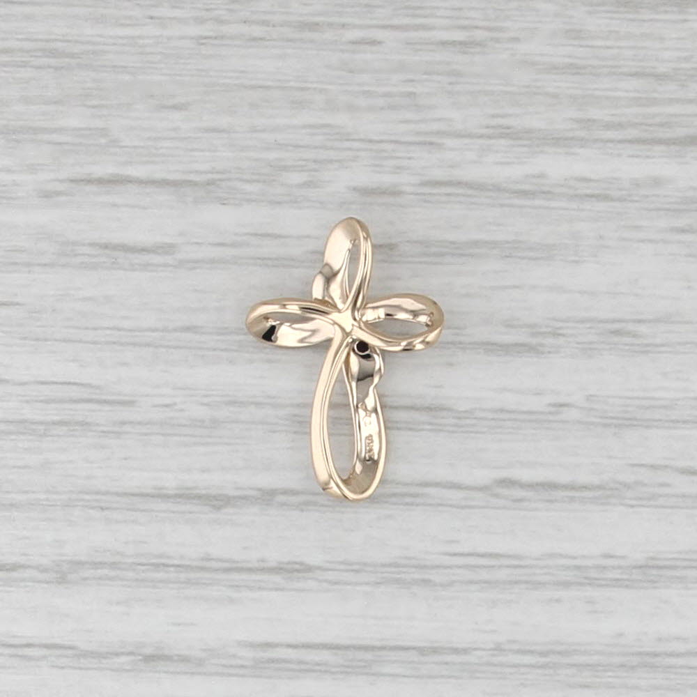 Diamond 3-Stone Looping Cross Pendant 10k Yellow Gold