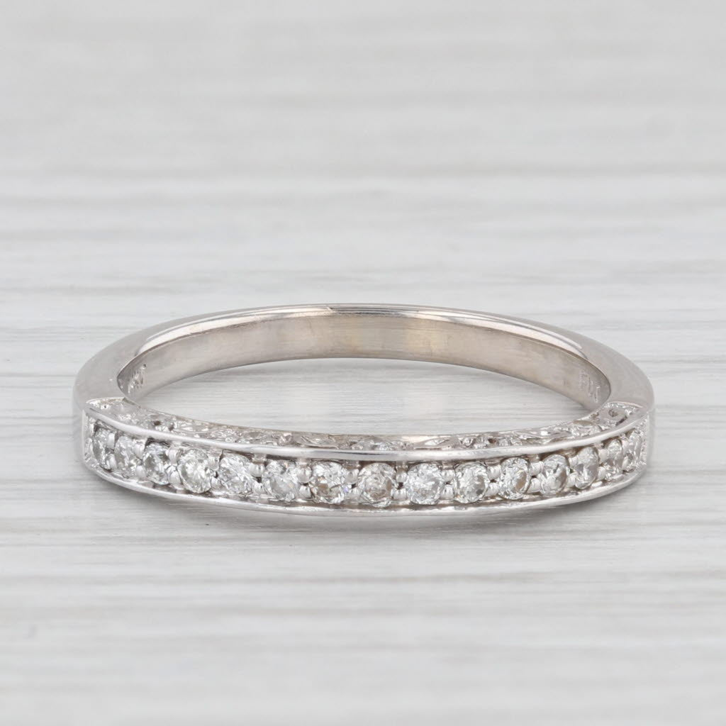 Light Gray 0.27ctw Diamond Wedding Band 14k White Gold Size 7.5 Stackable Anniversary Ring