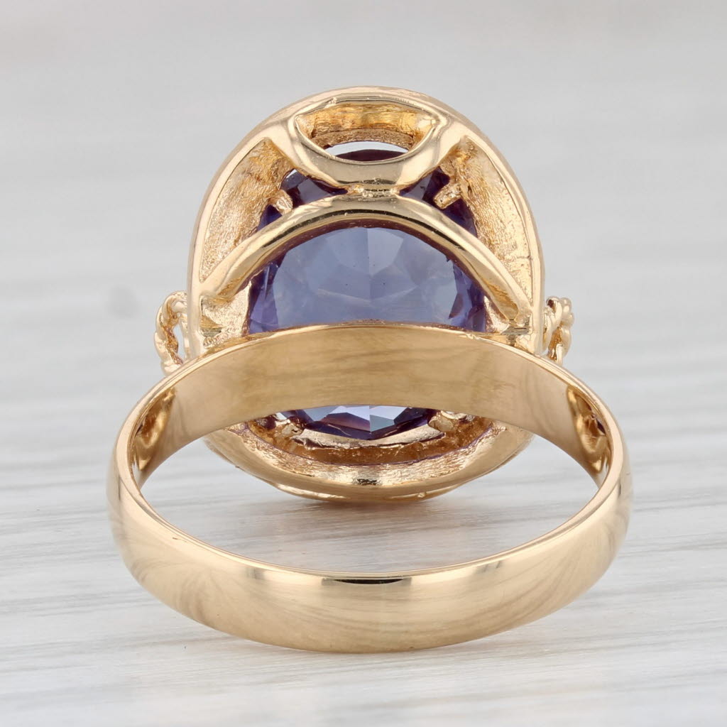 Light Gray Lab Created Purple Sapphire Ring 18k Yellow Gold Size 6.25 Oval Solitaire