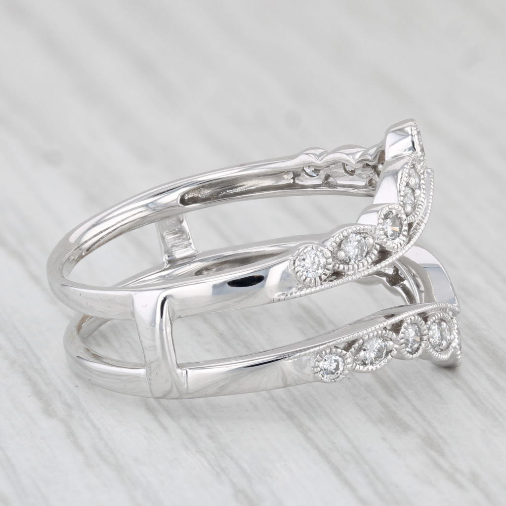 Light Gray 0.40ctw Diamond Ring Enhancer Jacket 14k White Gold Size 9.5 Wedding Bridal