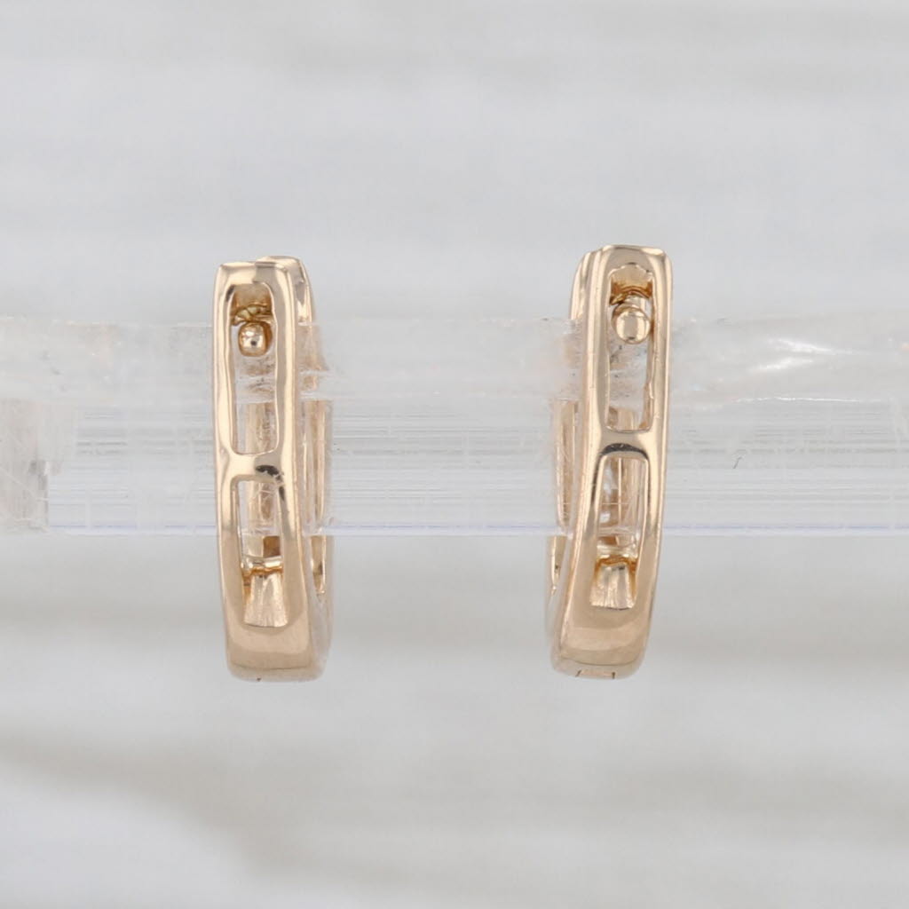 Small Diamond Oval Hoop Earrings 14k Yellow Gold Snap Hoops