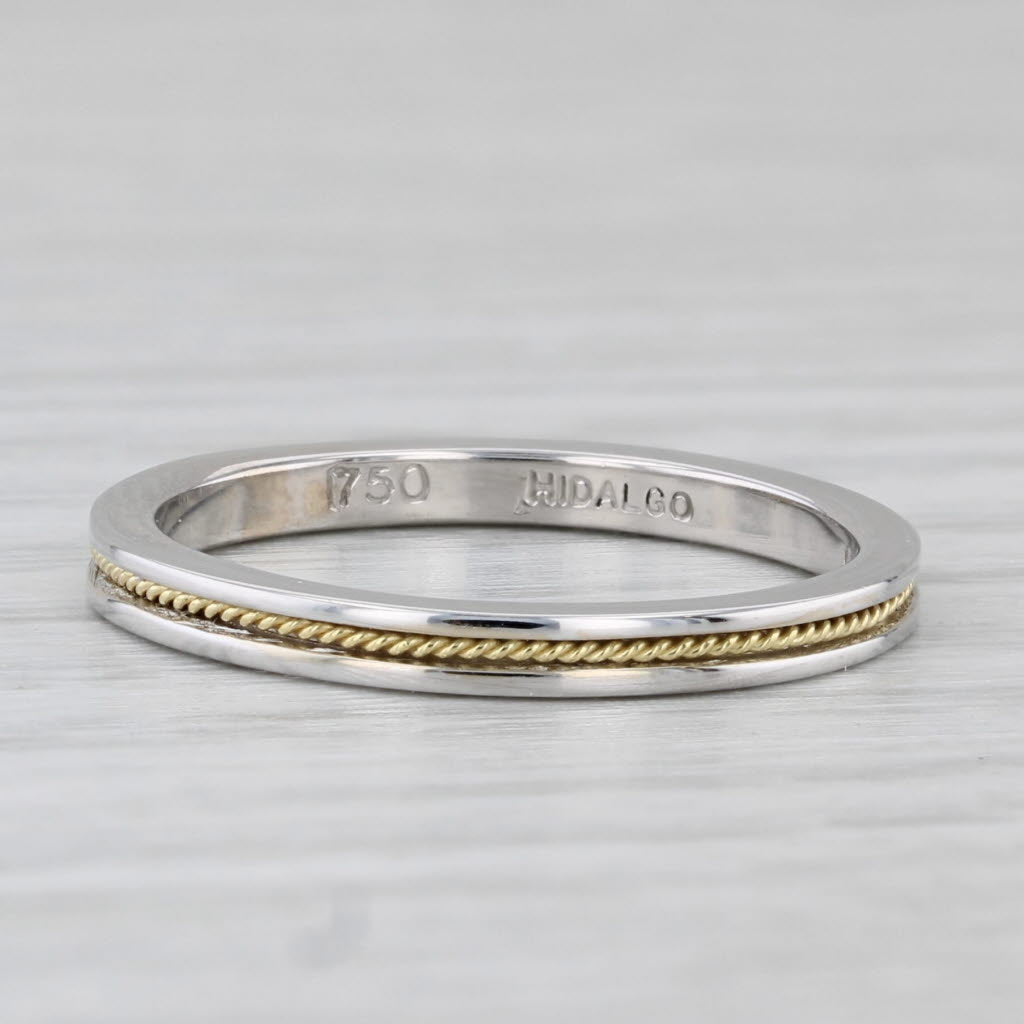 Light Gray Hidalgo 2-Toned Band 18k White Yellow Gold Size 6.5 Stackable Wedding Ring