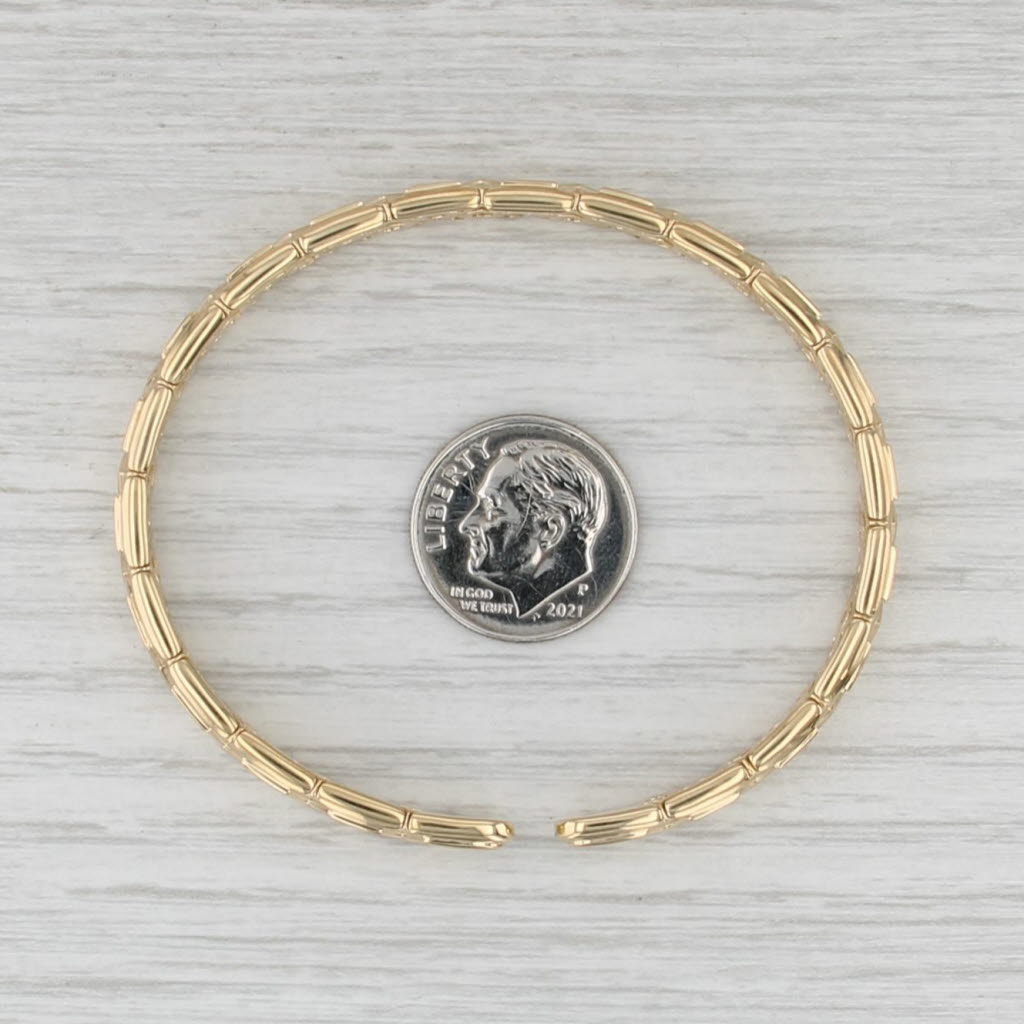Marina B Triangolini Bangle Cuff Bracelet 18k Gold Beveled Pattern Flexible