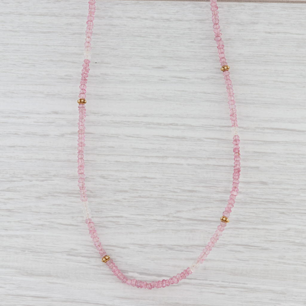 New Nina Wynn Harmony Necklace Pink Topaz Bead Gold Vermeil Sterling Long