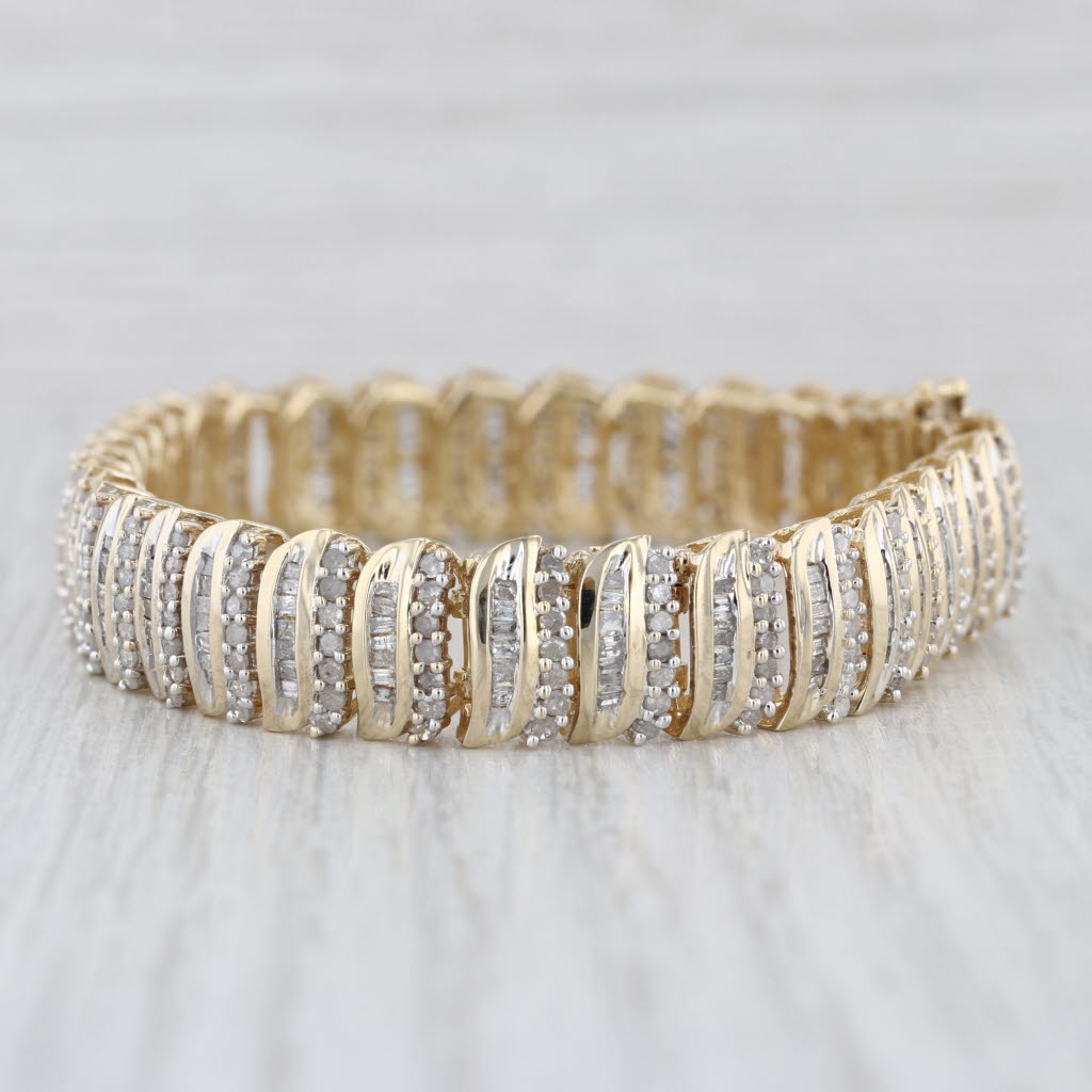 4.20ctw Diamond Tennis Bracelet 10k Yellow Gold 7" 10.6mm
