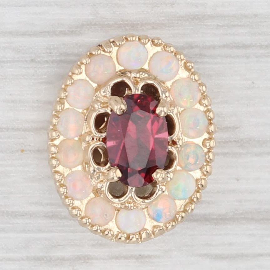 Light Gray 0.55ctw Garnet Opal Halo Slide Bracelet Charm 14k Yellow Gold Old Victoria