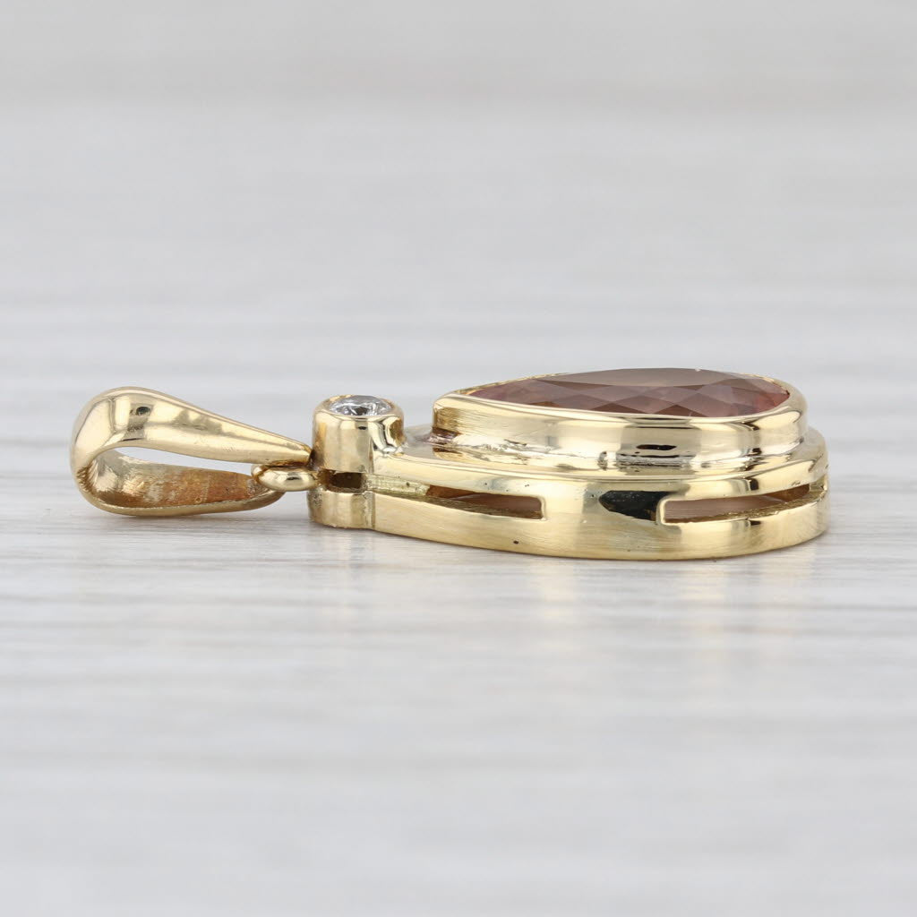 2.85ct Pear Yellow Topaz Diamond Teardrop Pendant 18k Yellow Gold