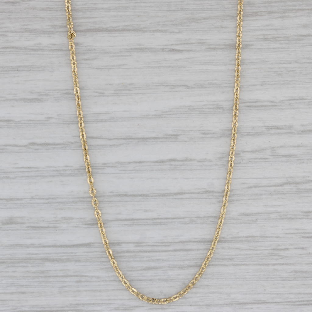 Gray Textured Cable Chain Necklace 14k Yellow Gold 17.5" 1.7mm