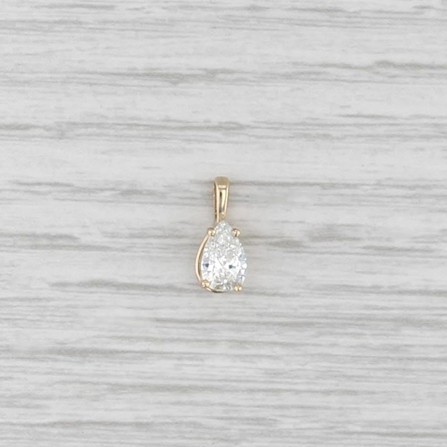 New 0.58ct Diamond Pear Solitaire Pendant 14k Yellow Gold Small Drop