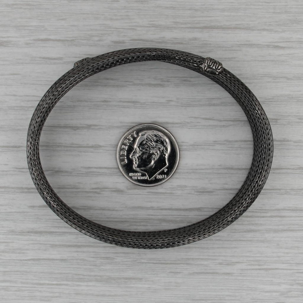John Hardy Dark Silver Classic Chain Coil Wrap Bangle Sterling Silver Flexible
