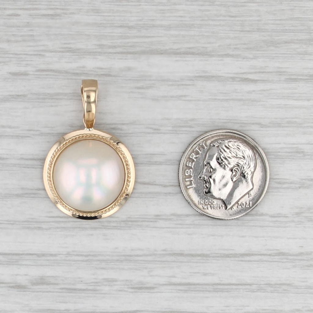 Cultured Mabe Pearl Enhancer Pendant 14k Yellow Gold clip Bail