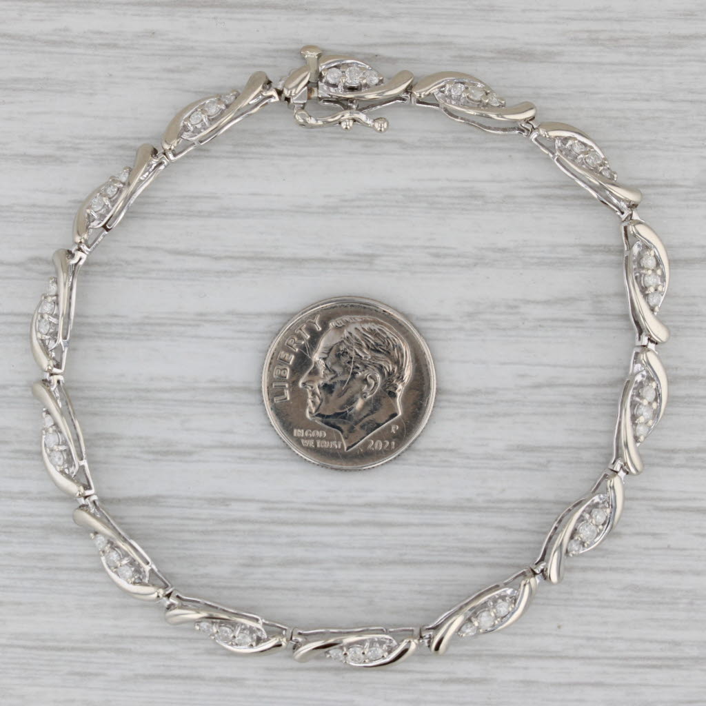 Gray 0.85ctw Diamond Bracelet 10k White Gold 7" 5mm