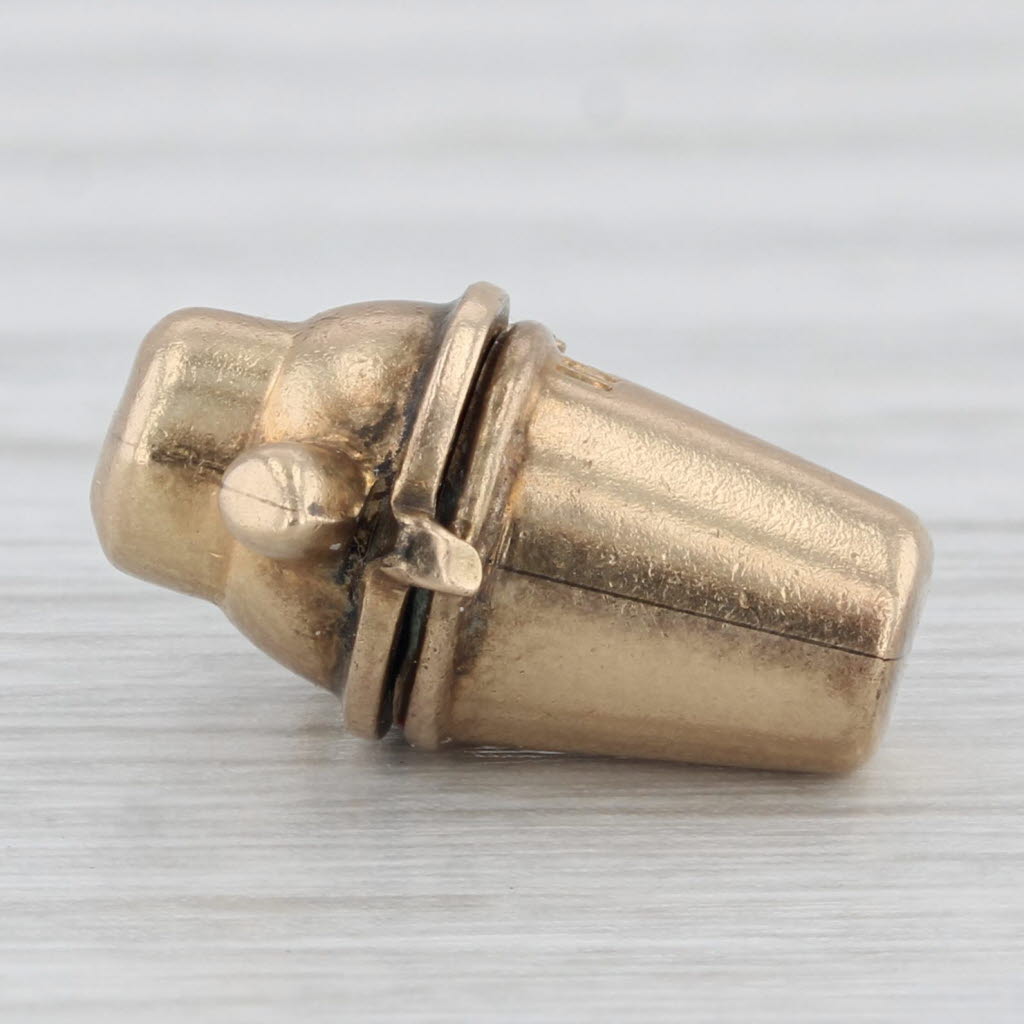 Light Gray Vintage Cocktail Shaker Devil Inside Charm 10k Yellow Gold Small Pendant
