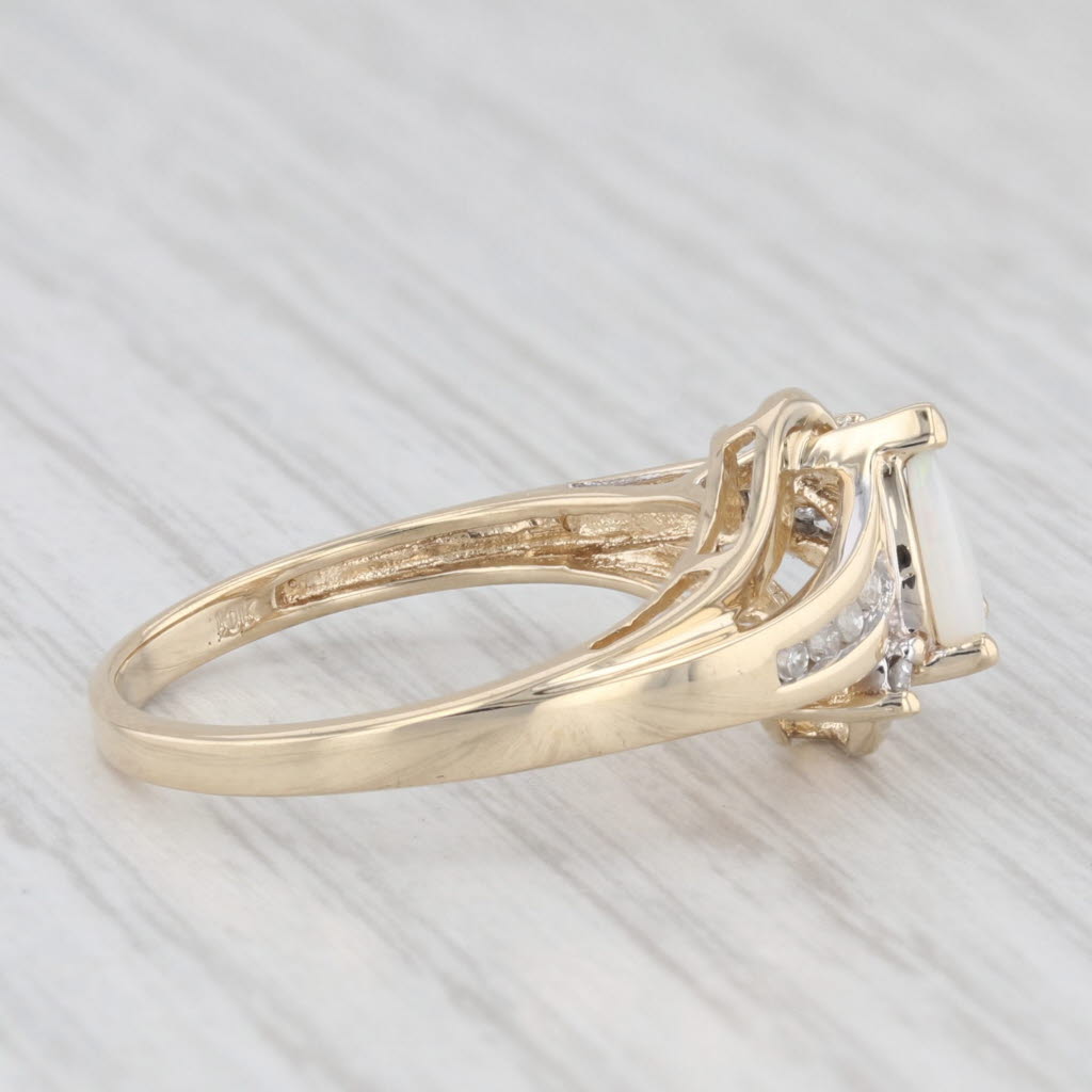 Light Gray Pear Opal Diamond Ring 10k Yellow Gold Size 7.25