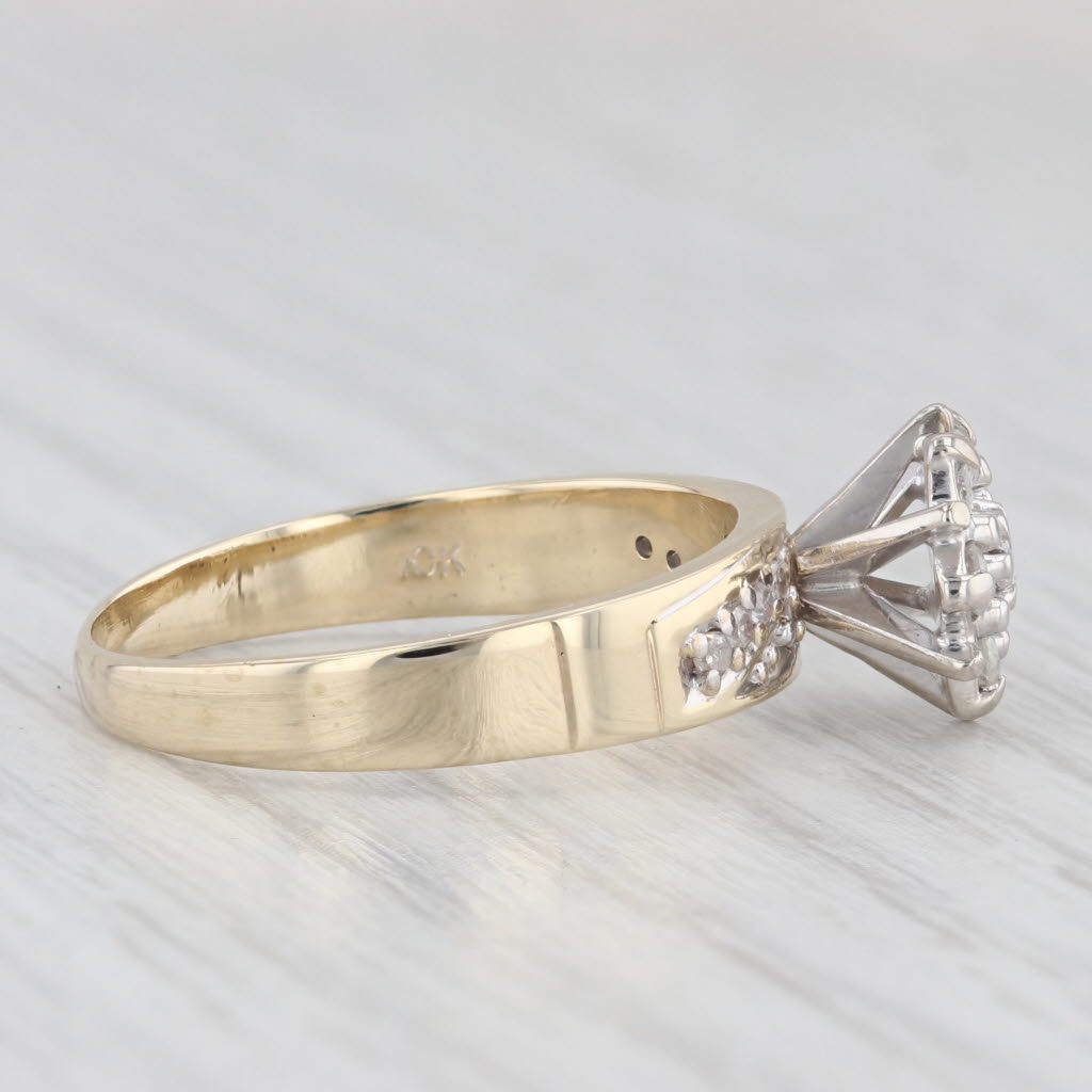 Light Gray 0.25ctw Diamond Cluster Flower Engagement Ring 10k Yellow Gold Size 7.75