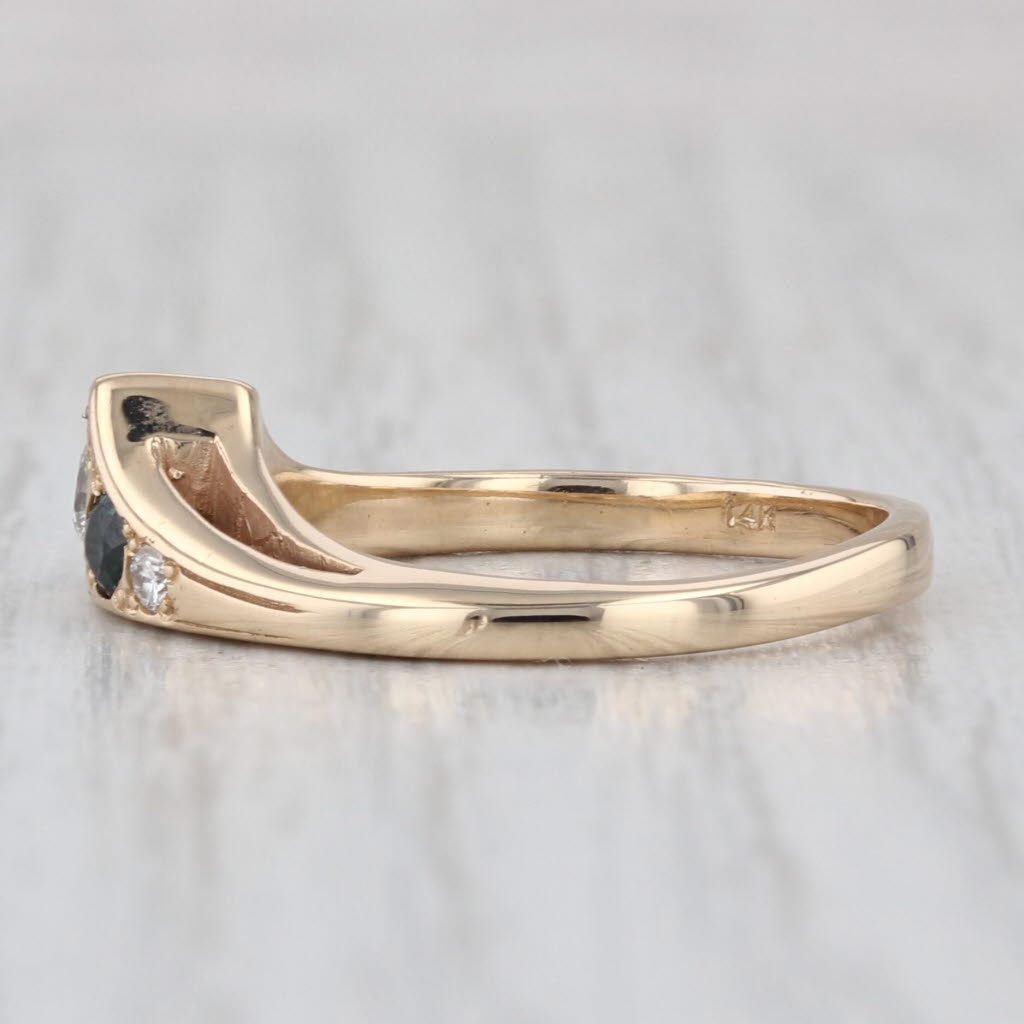 0.32ctw Diamond Sapphire 3-Stone Ring 14k Yellow Gold Size 6.5 Stackable Band