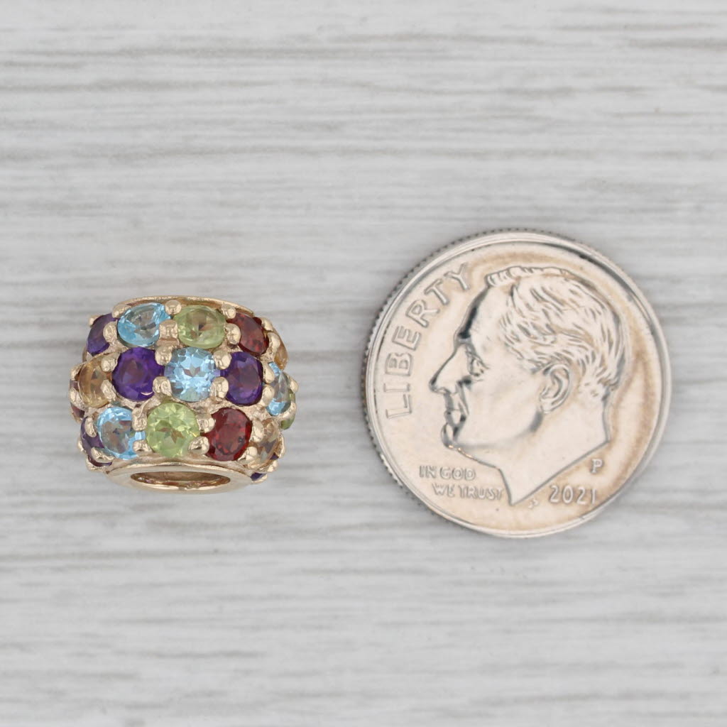 Gray Gemstone Slide Bead Pendant Charm 10k Yellow Gold Amethyst Topaz Citrine Garnet