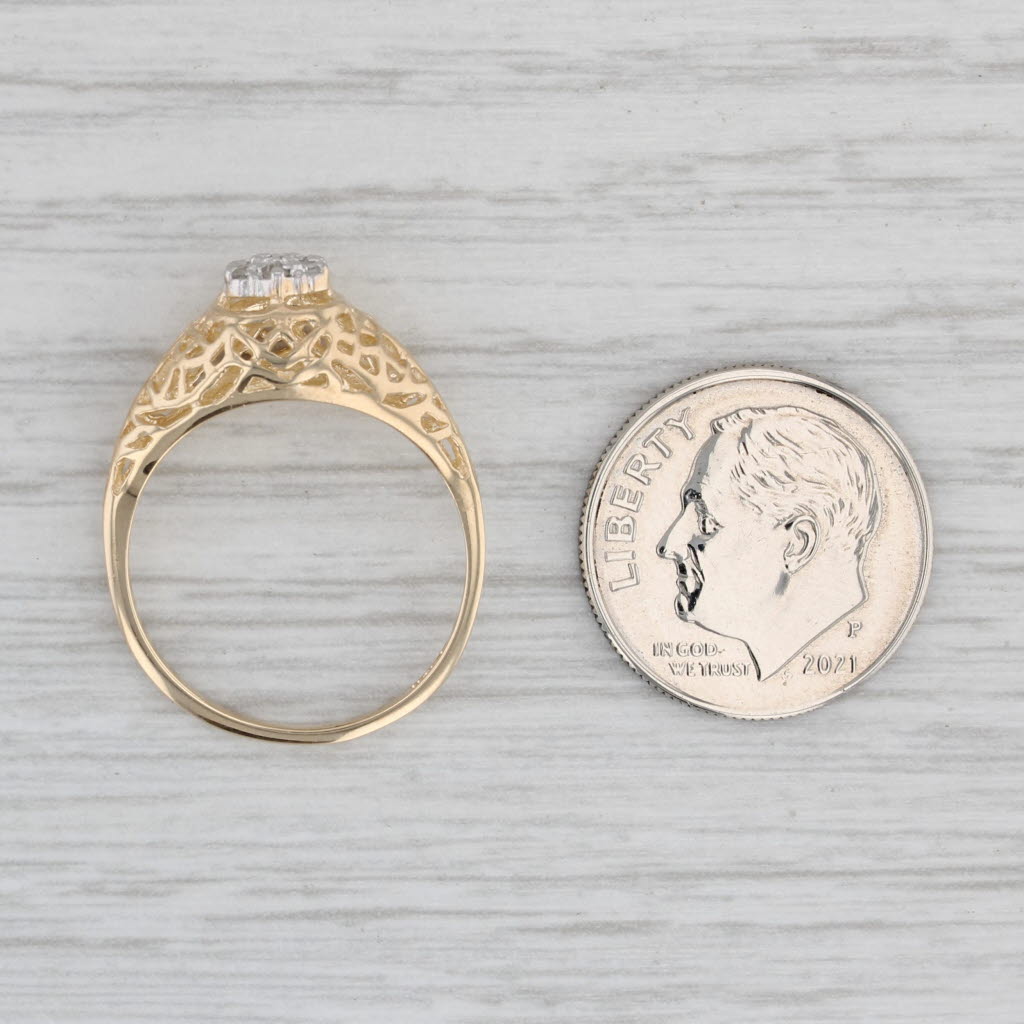 Gray Diamond Cluster Engagement Ring 10k Yellow Gold Size 6.5