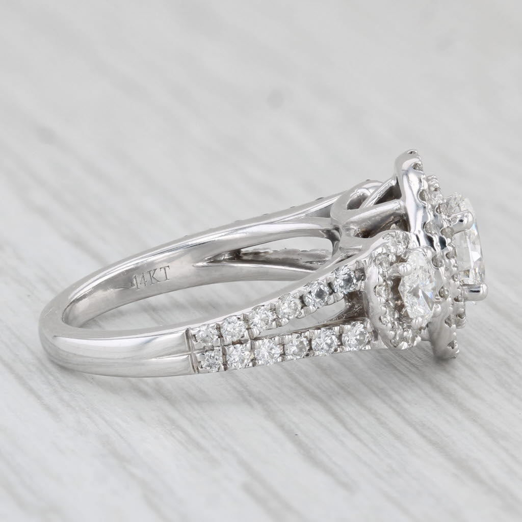 Light Gray Vera Wang 1.38ctw Oval Diamond Halo Engagement Ring 14k White Gold Size 5.25