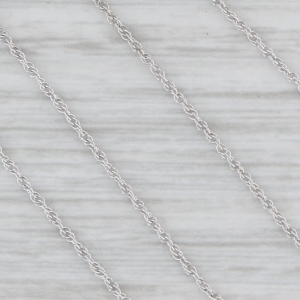 Gray Fine Rope Chain Necklace 14k White Gold 16" 1mm