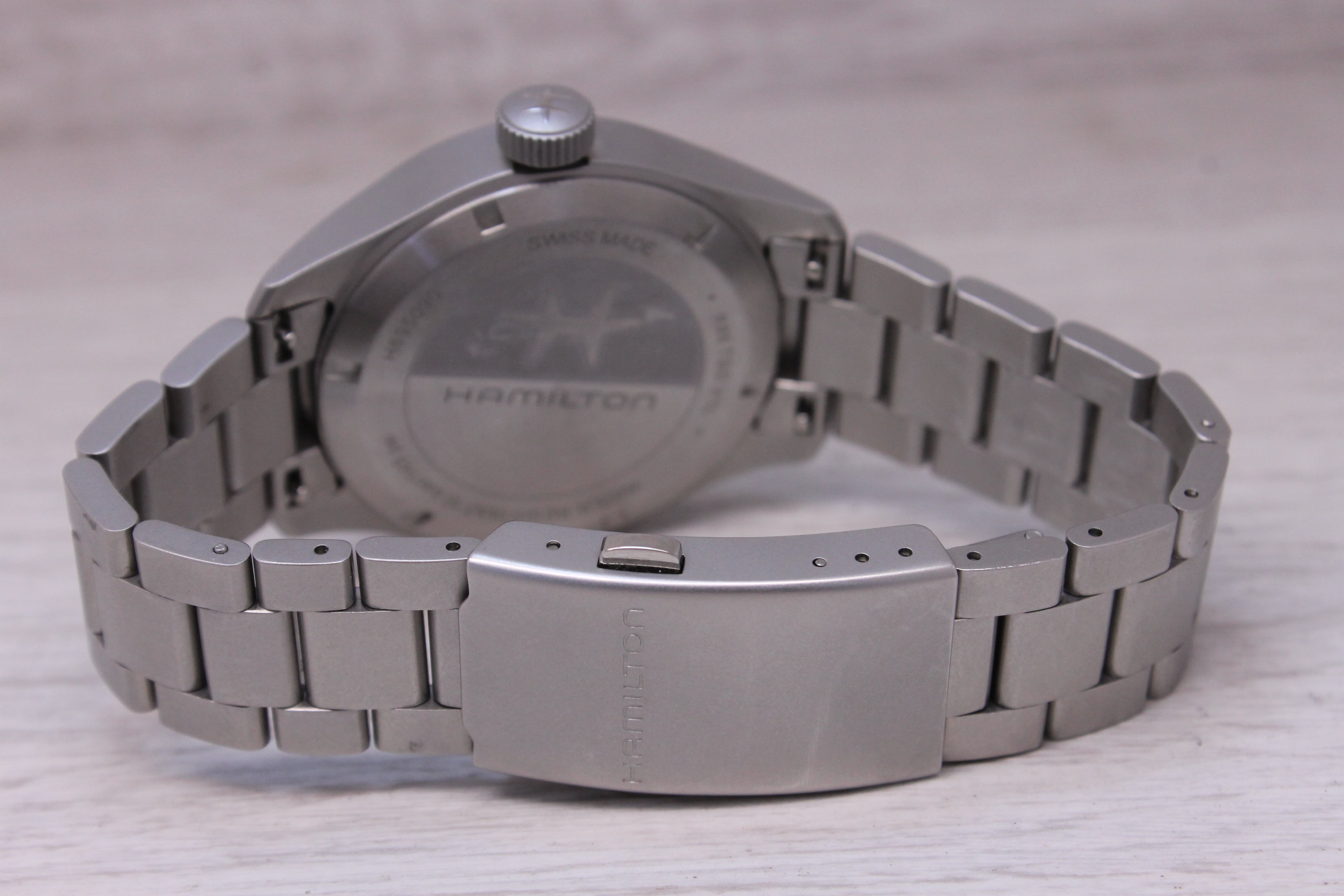 Hamilton Khaki Field Mechanical Power Reserve 40mm Mens Steel Watch w Box
