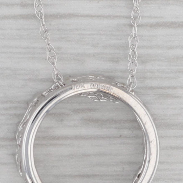 0.20ctw Diamond Eternity Circle Pendant Necklace 10k White Gold 18" Rope Chain