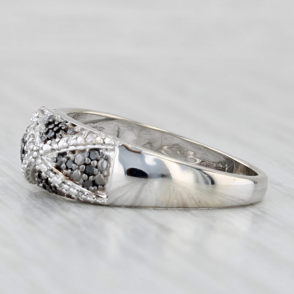 Light Gray 0.17ctw Black White Diamond Ring 10k White Gold Size 7 Stackable