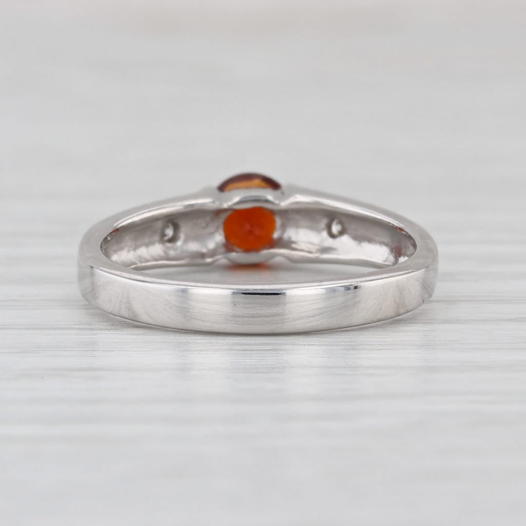 0.44ctw Madeira Citrine Diamond Ring 14k White Gold Size 6.25 Stackable